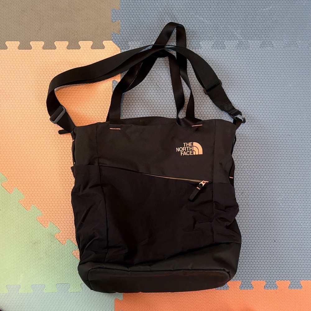 The North Face Black Messenger Tote with Front Zip